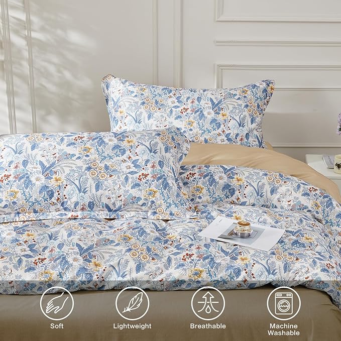 SAPHREAS King Boho Duvet Cover Green Paisley Bedding Set with 8 Corner Ties and 2 Pillow Shams 100% Cotton Reversible Duvet Cover Set with Zipper Closure