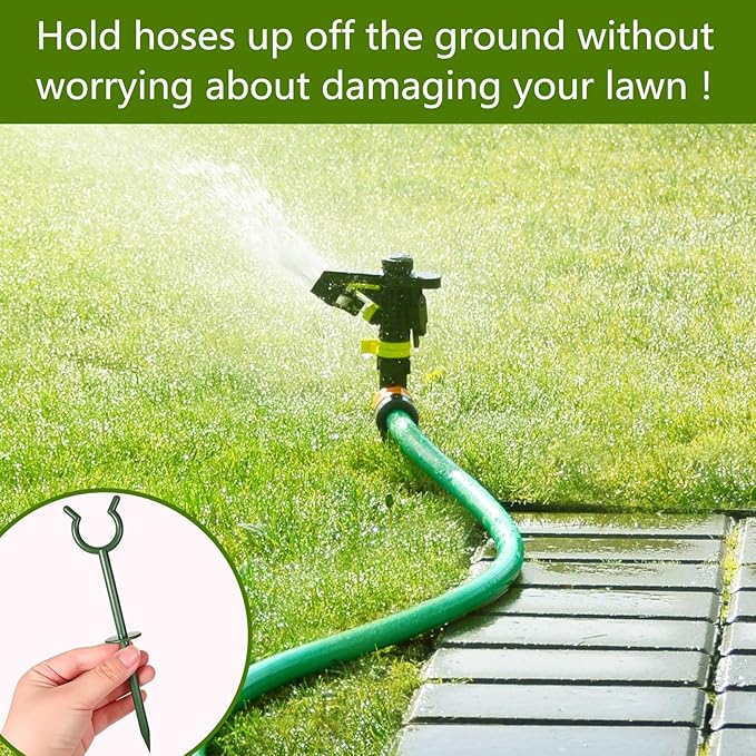 Taiyin 30 Pcs 3/4'' Garden Hose Holder Brackets Garden Guide Holder Decorative Outdoor Guide Stakes Support Spike Plant Tool to Keep Off Lawn for Yard (Green)