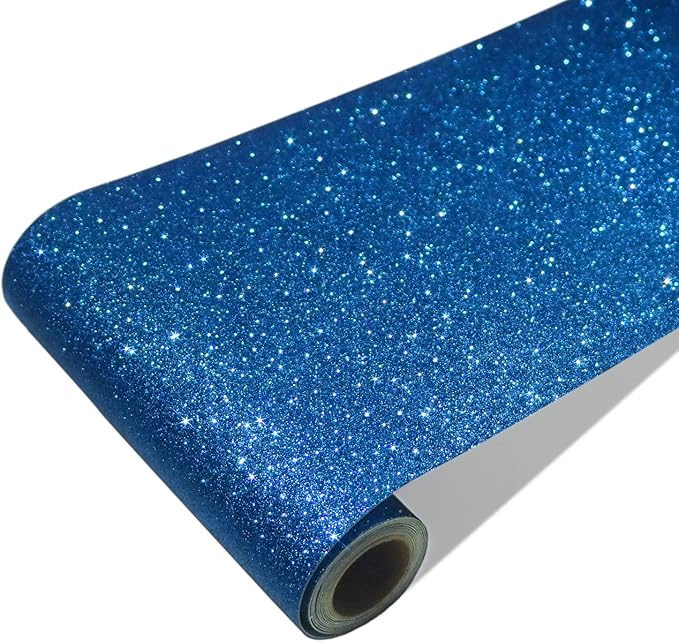 CRE8TIVE Blue Glitter Wallpaper Border Fabric Glitter Wallpaper Stick and Peel