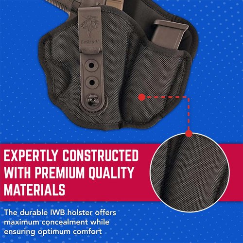 Desantis Inner PIECE 2.0 Gun Holster, Padded Ballistic Nylon, Handcrafted Concealed Carry Holster, Fits COLT Officer, Glock 42, 43, KAHR, 9MM/40CAL, and More, Right-Hand Draw, Black