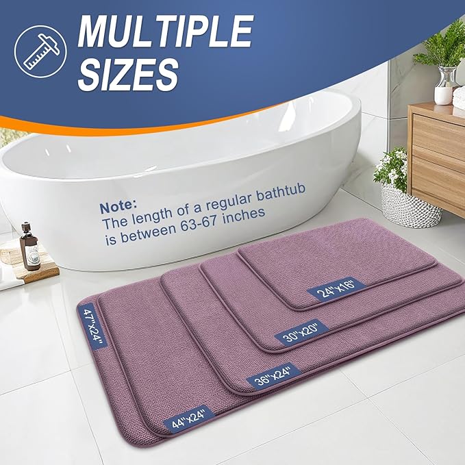 OLANLY Thick Memory Foam Bath Mat Rug 36x24, Extra Soft Absorbent Bathroom Rug, Quick Dry Bath Mats, Non-Slip, Machine Washable Carpet for Bathroom, Tub and Shower, Home Decor Accessories, Deep Plum
