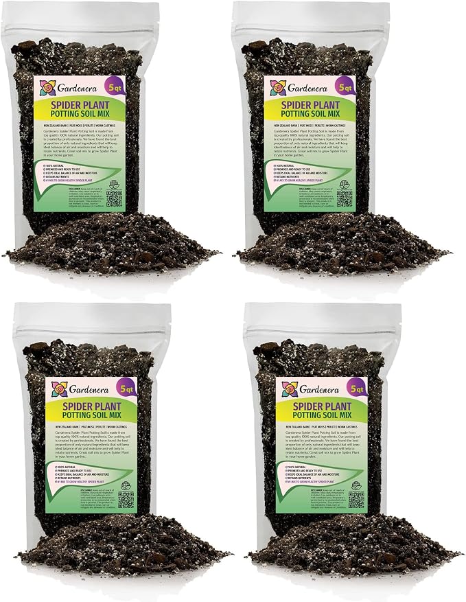 GARDENERA Premium Spider Plant Potting Soil Mix (4 Bags of 5 Quart)
