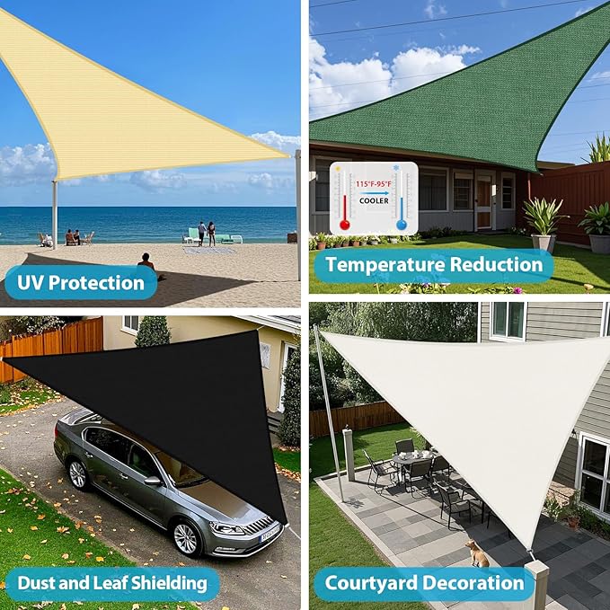 Amagenix Sun Shade Sail 10'X14'X17.2' Curved Edge Outdoor Shade Canopy Dark Green Breathable 95% UV Block Shade Cloth for Patio Garden Backyard (We Make Custom Size)