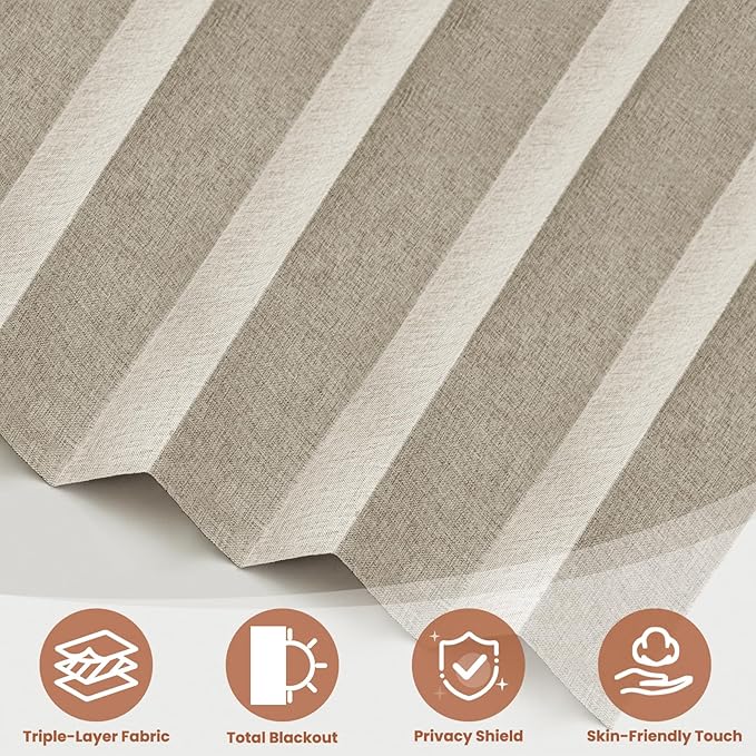 AJAZZ Blackout Accordion Door Curtain 98"x106" Cream White