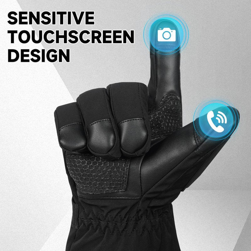 PEKWZIZ Heated Gloves, 5V 6000mAh Rechargeable Heated Gloves for Men Women, Waterproof & Upgrade Non-Slip Electric Heating Glove for Motorcycling, Hunting, Skiing, Outdoor Work (Black, Large)