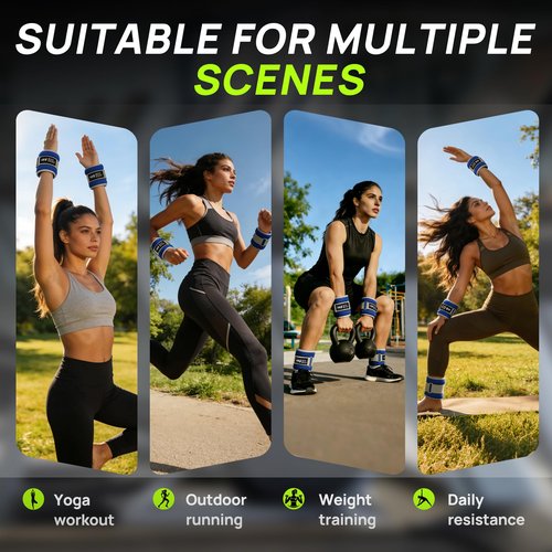 BeatBoost Ankle Wrist Weights for Women Men A Pair of 2 Lbs Arm Leg Weight Set with Adjustable Straps for Walking Pilates Exercise Workout Gym Aerobics Black