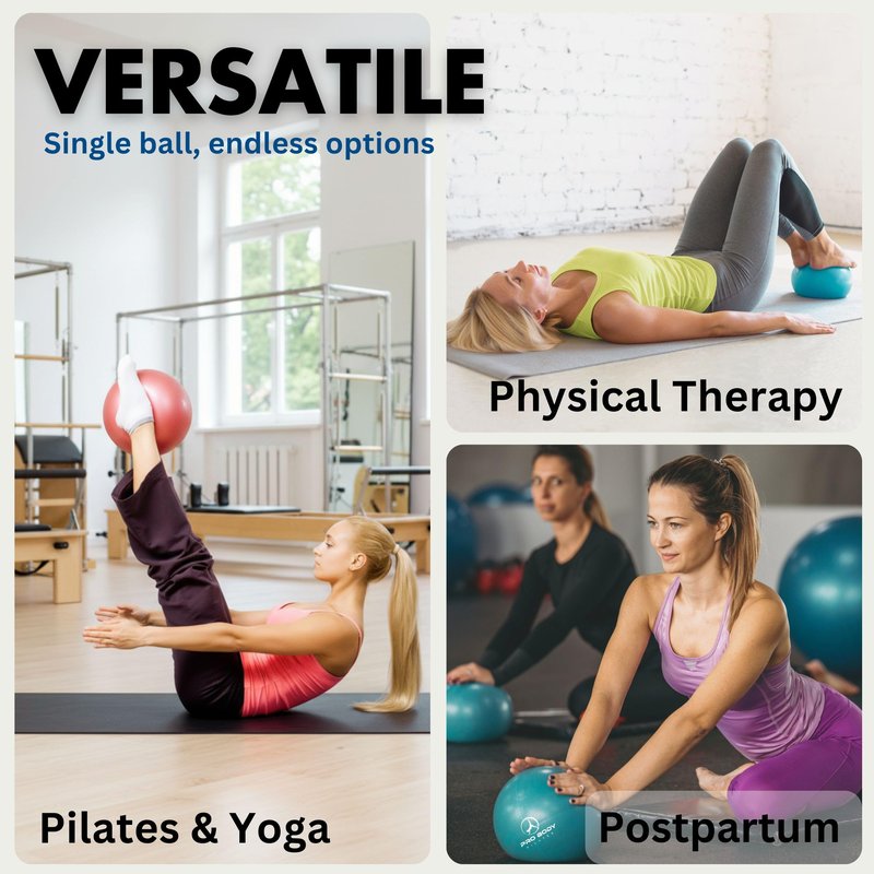 ProBody Pilates Small Exercise Ball - 9 Inch Workout Ball for Stability, Barre, Yoga, Core & Physical Therapy (Aqua)