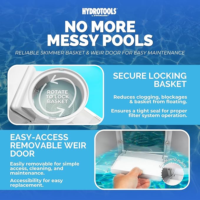 Swimline HYDROTOOLS Standard ABS Thru-Wall Skimmer Kit, White - Includes Return Fitting and Vacuum Plate, Maintenance Accessories for Above Ground and Backyard Deck Swimming Pools