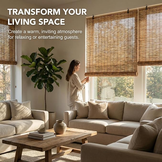 Bamboo Blinds for Interior Windows, Custom Bamboo Shades for Indoor Windows