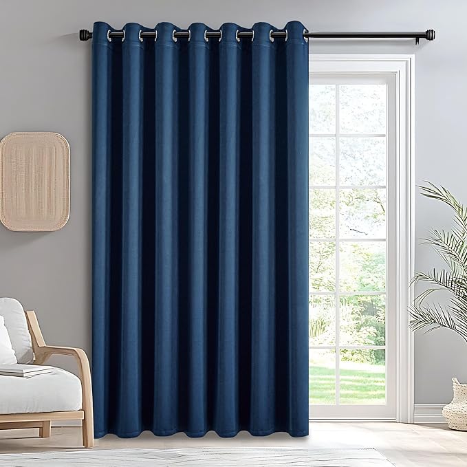 IGEMAEVE Blackout Sliding Door Curtains 84 Inch Length, Extra Wide Room Divider