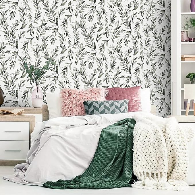 Livebor Olive Leaf Wallpaper Peel and Stick Leaf Contact Paper 17.7inch x