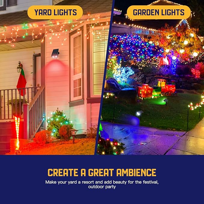 Kyosho Solar Spot Lights Outdoor, IP67 Waterproof Solar Lights for Yard, Garden and Walkways, 38 LEDs RGBW Multicolor Spotlight, 6 Pack