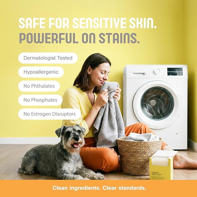 Proofed! Laundry Detergent Sheets, 32 Count, Fragrance-Free, The Only 100% Plastic-Free Sheet, No PVA or PVOH, Hypoallergenic, Bio-Based Ingredients, Made in USA, 1 Box