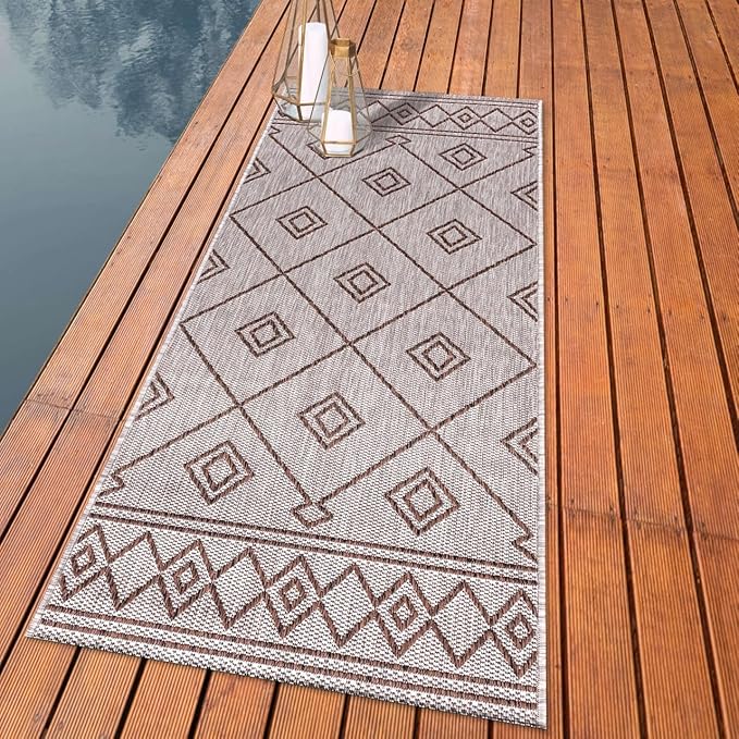 Keen Home Design Terrace Outdoor Runner Rug - 2x12 Washable Indoor/Outdoor Rug for Patio, Kitchen, Balcony, Beach, Garden, Deck and Porch, Size: 2'2"x11'10"