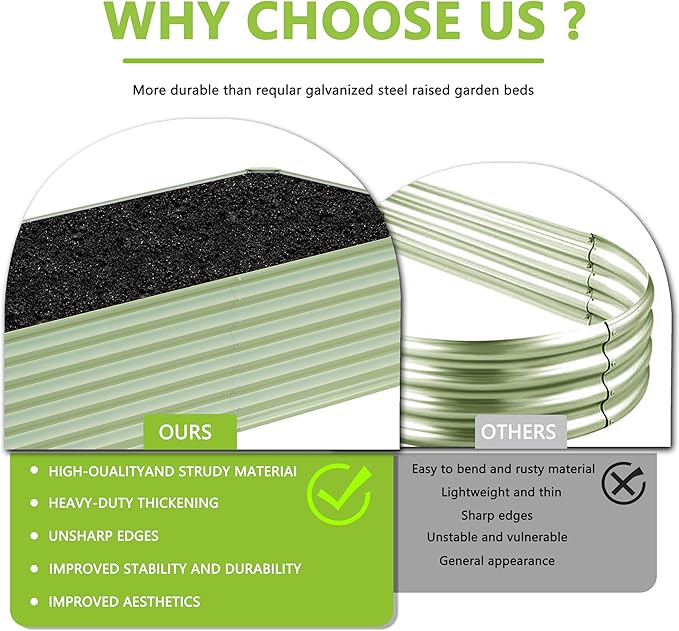 2PCS 4x2x2FT Galvanized Raised Garden Bed,Galvanized Planter Boxes Outdoor, Large Metal Raised Garden Beds for Vegetables-Green