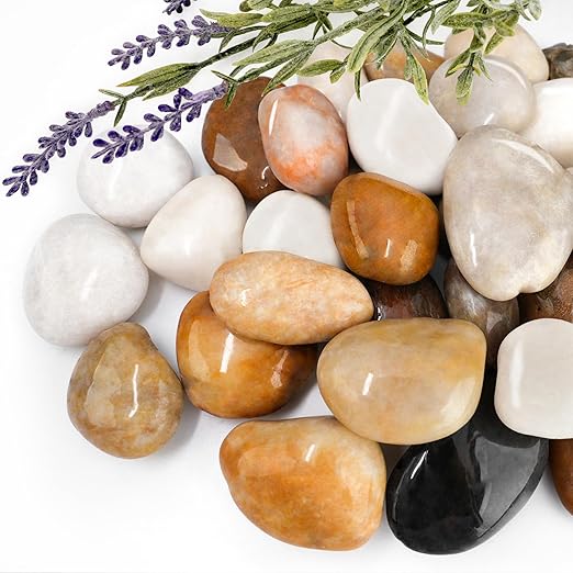18lb Mix River Rocks for Plants, 1-3 Inch Pebbles for Indoor Plants, Polished Garden Rocks Outdoor Landscaping, Decorative Stones for Vases, Succulents, Aquarium, Walkways