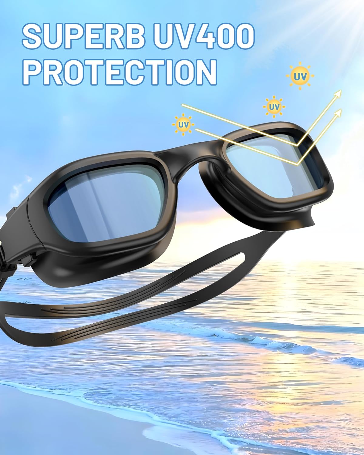 Polarized Swimming Goggles, Unisex Adult Swim Goggles Anti Fog Anti UV Wide View Pool Glasses for Men Women