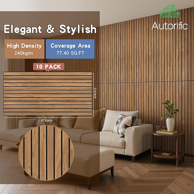 Wood Veneer Sound Panels, 10 Pack 47.2”x23.6” Wall Panels, Decorative Acoustic