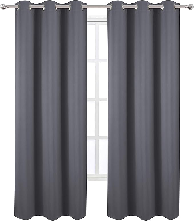 LEMOMO Grey Thermal Blackout Curtains/42 x 84 Inch/Set of 2 Panels Room