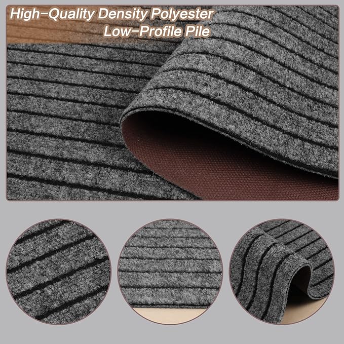 2' x 31' Runner Rugs with Rubber Backing, Indoor Outdoor Utility Carpet Runner Rugs, Stripe Gray, Can Be Used as Aisle for The RV and Boat, Laundry Room and Balcony