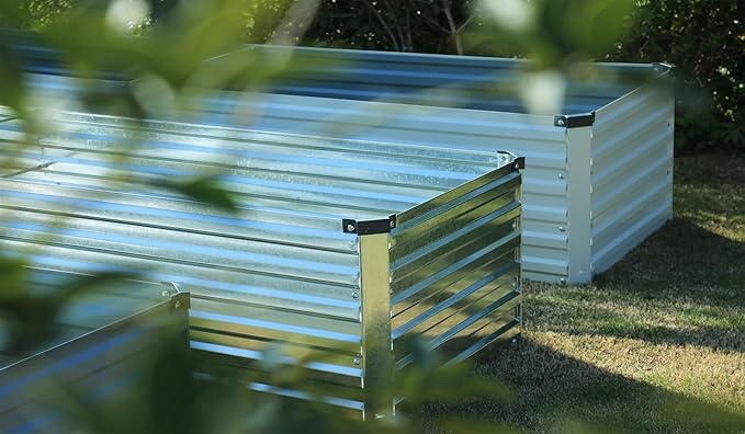 4×3×1FT(2PCS) Galvanized Raised Garden Bed Kit Metal Planter Boxes,Large Raised Garden Bed for Planting Vegetables,Flowers,Herbs -Silver