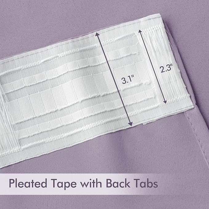 MIULEE Lilac Back Tab Blackout Curtains 63 Inch Length 2 Panels Set