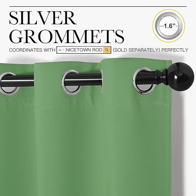NICETOWN Froest Green Blackout Curtains 54 inches Length