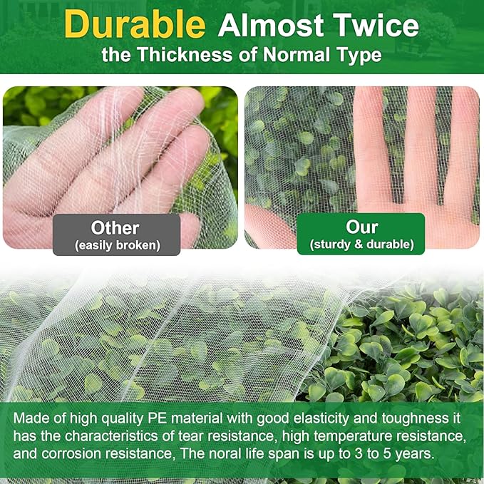 NONMON Garden Netting, 2 Pack 10x33Ft Ultra Fine Mesh Insect Netting Pest Barrier Protection Plant Row Cover Mosquito Netting for Vegetable Fruits Blueberry Bushes Flowers Crops Raised Bed