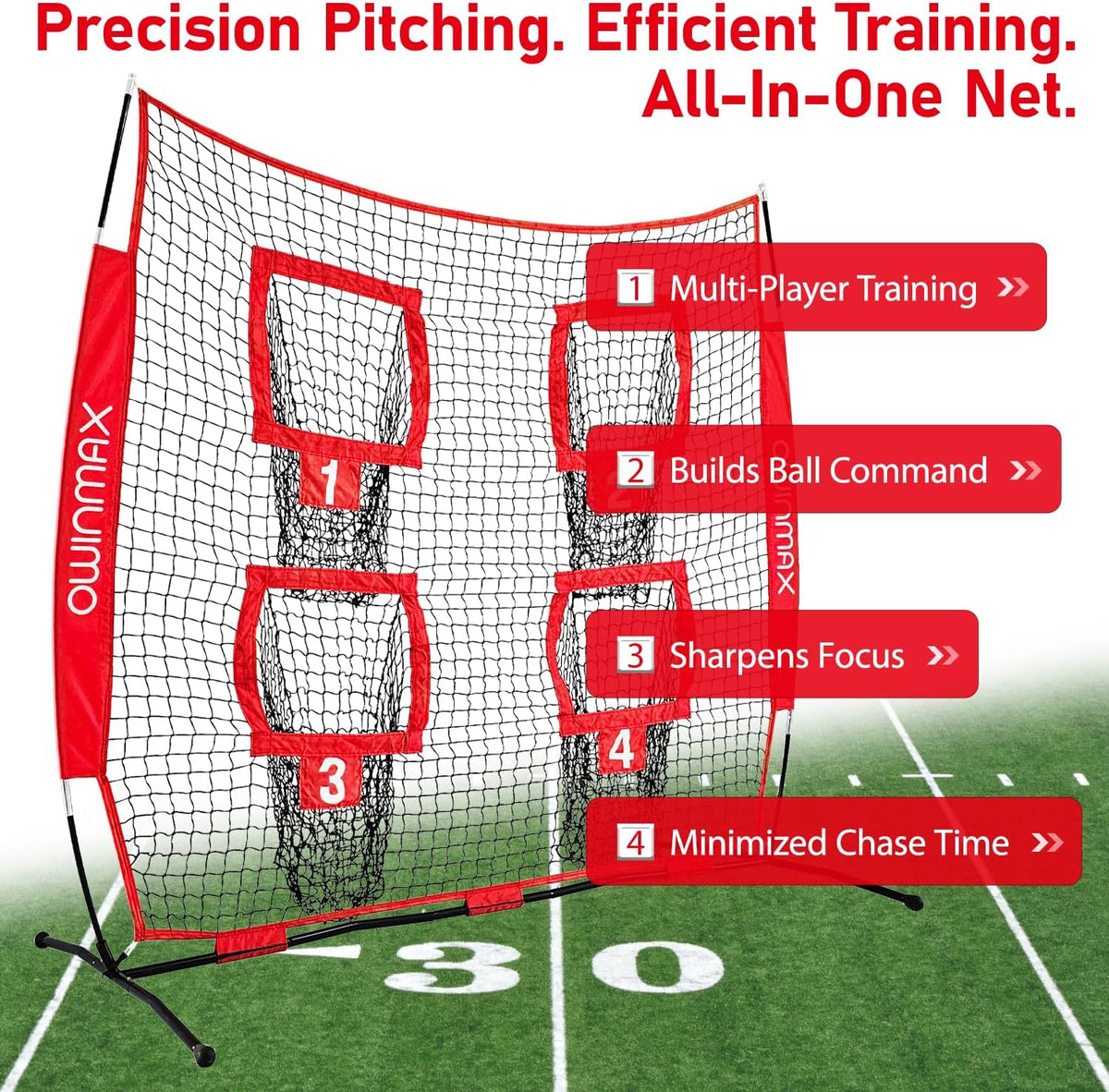 Skiennix Football Trainer Throwing Net - 6x6 Ft Target Practice with 4 Targets & Carry Bag | Black/Red