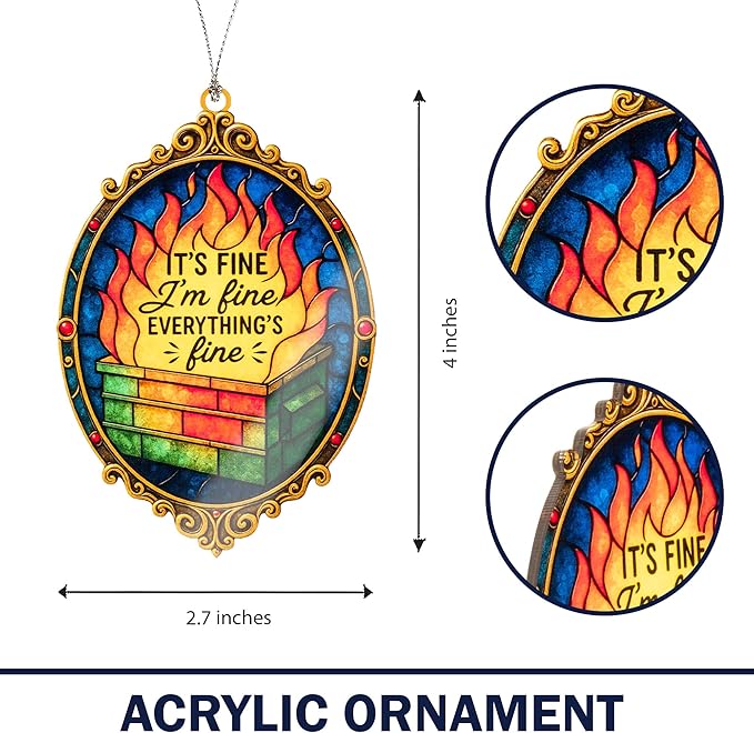 Funny Christmas Ornaments 2025 - Dumpster fire Ornament - Inappropriate Christmas Decorations - Funny Christmas Ornament - Dumpster fire Gifts - Christmas Decoration