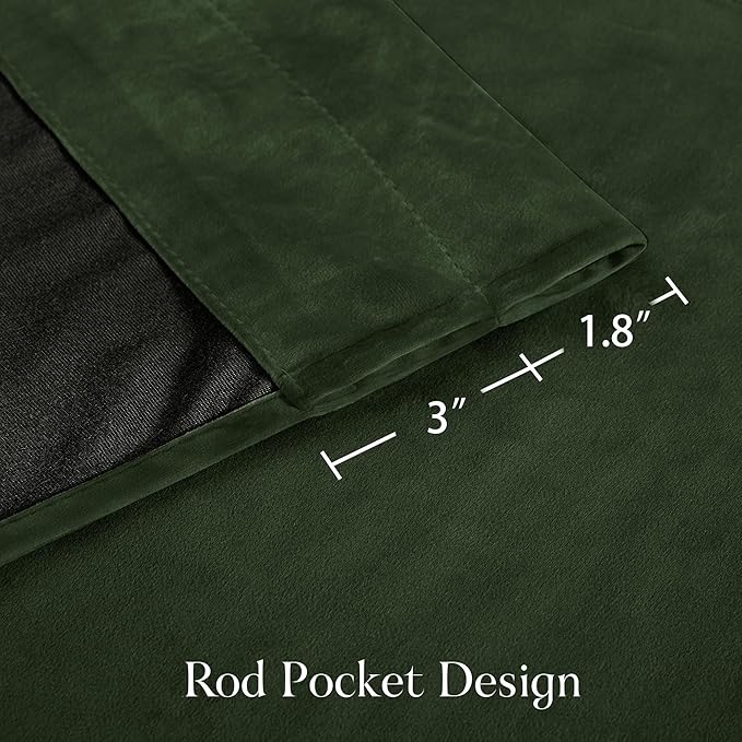 NICETOWN Olive Green Velvet Curtains 96 inch Long
