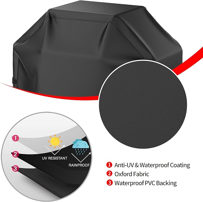 Grill Cover, 44 inch Small Gas Grill Cover for Outdoor Grill, Waterproof, Weather Resistant, UV & Fade Resistant, BBQ Grill Cover with Hook and Loop Straps, Black