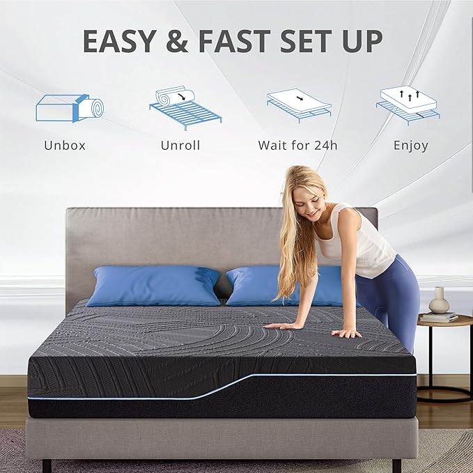 14 Inch Twin XL Mattress in a Box, Copper Memory Foam Mattress with Cooling Cover, Medium Firm for Pressure Relief, Fiberglass-Free, CertiPUR-US Certified, Foam Made in USA, 38"x80"x14"