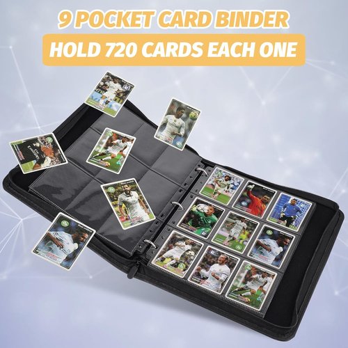 GERMUN Premium Zip Card Binder - 9 Pocket Trading Card Album for MTG, TCG & Sports Cards | 720 Double-Sided Pockets (Black)
