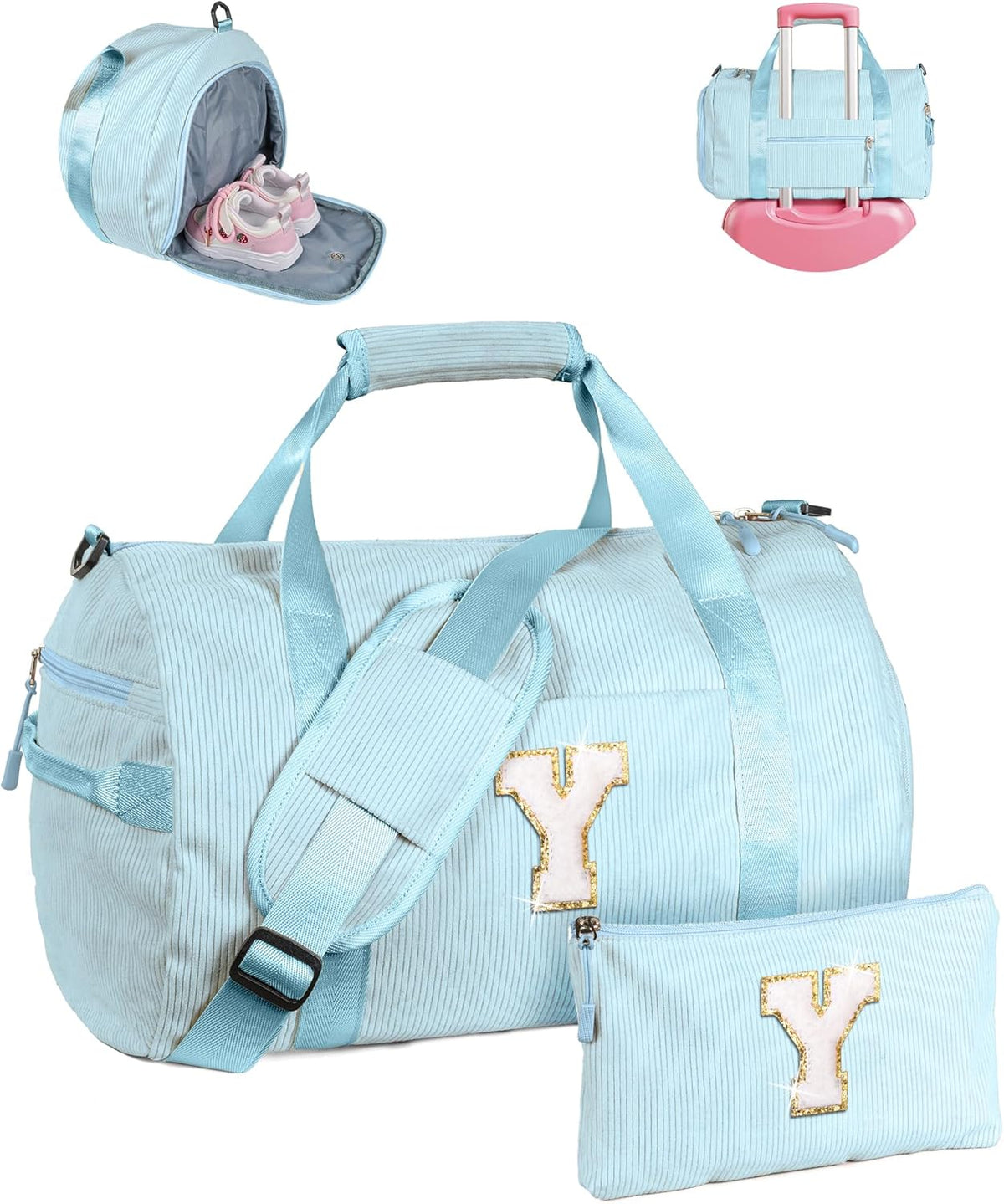 Skiennix Girls Gym Bag - Personalized Dance Duffle with Shoe Compartment & Toiletry Bag | Perfect Birthday Gift for 8-Year-Olds