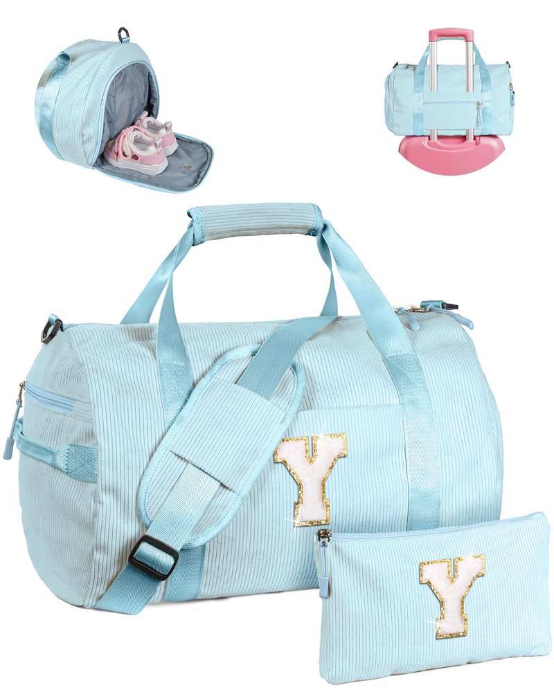 Vogewood Gifts for 4 5 6 7 8 9 10 11 12 Year Old Girl, Girls Gym Bag, Kids Personalized Dance Bags with Shoe Compartment, Customized Travel Duffle with Toiletry Bag, Holiday Gift Ideas (Letter A)