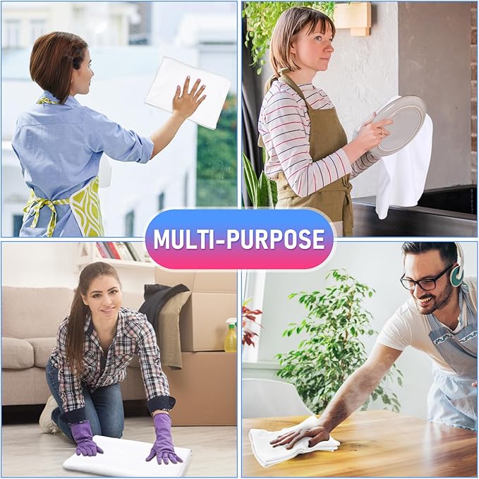 12 Pcs Extra Large Microfiber Cleaning Cloths Bulk 30" x 20" Washable Reusable Microfiber Rags Absorbent Cleaning Towels for Floor Glass Window Car Kitchen Bathroom House(White)