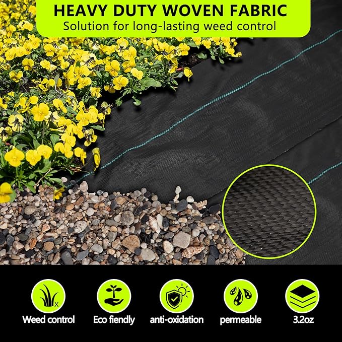 Weed Barrier Landscape Fabric Heavy Duty 3x300 FT，Garden Fabric Weed Barrier，Black Mulch for Landscaping, Weed Blocker Fabric Garden Bed Cover Garden Supplies (WBF-3ft x 300ft)