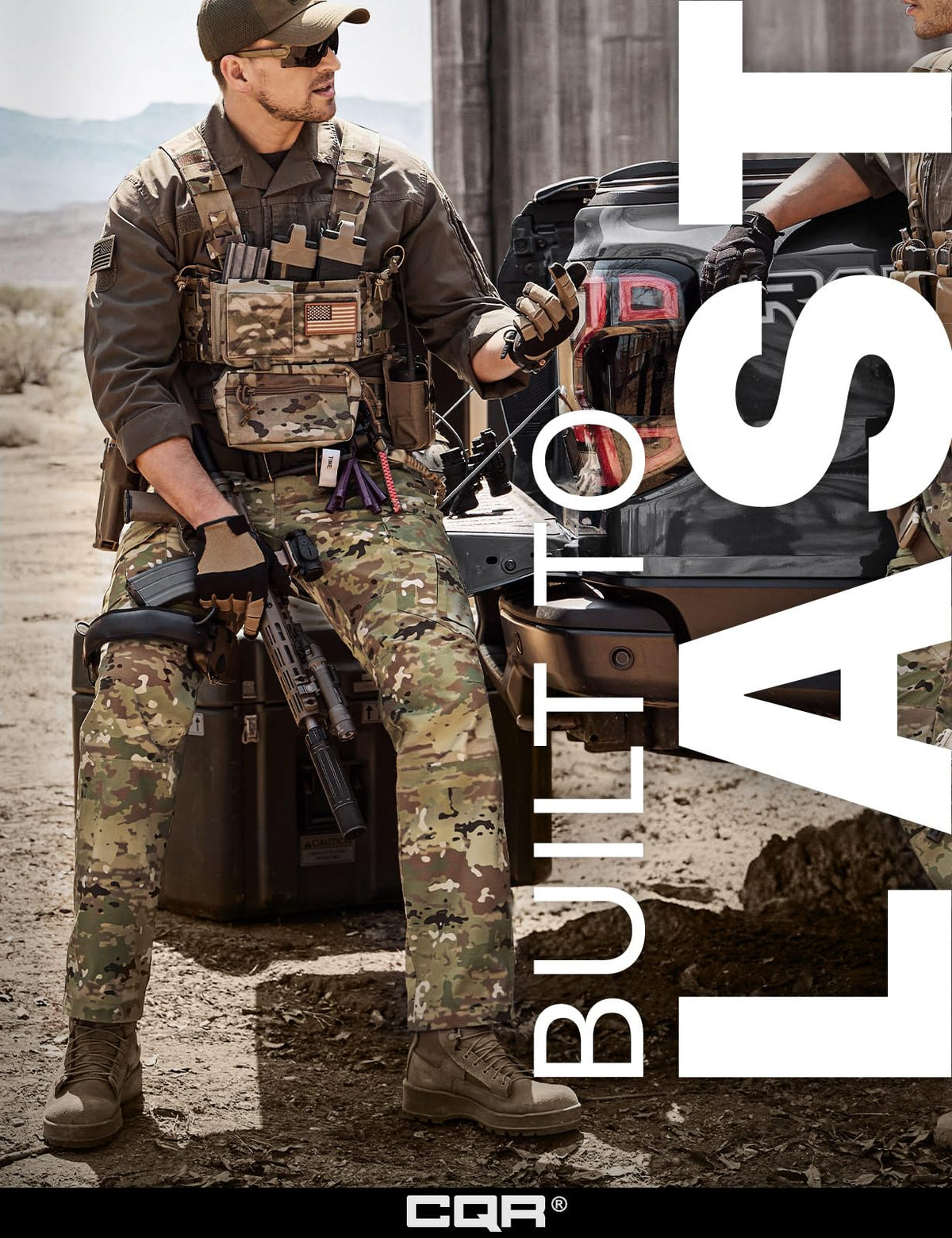 CQR Men's Tactical Pants, Water Resistant Ripstop Cargo Pants, Lightweight EDC Work Hiking Pants, Outdoor Apparel, Duratex Mag Pocket Utility Camo, 44W x 32L