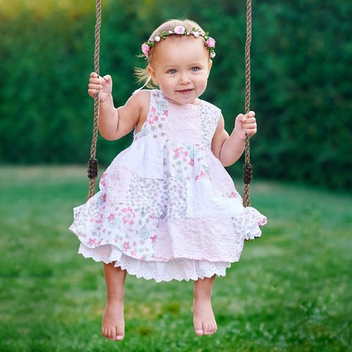 Hey! Play! Wooden Swing - Adjustable Nylon Rope Backyard Swing for Kids - Brown, 80-SA-062