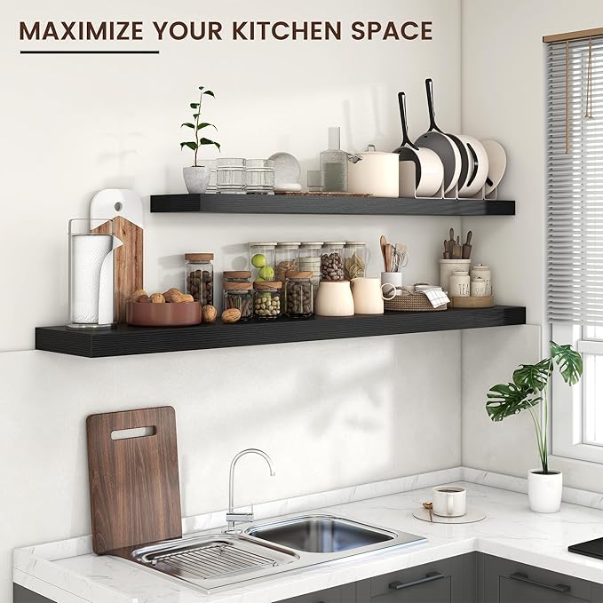 Venusmiles Floating Shelves for Wall 55 inch Long, Engineered Wood Large Wall