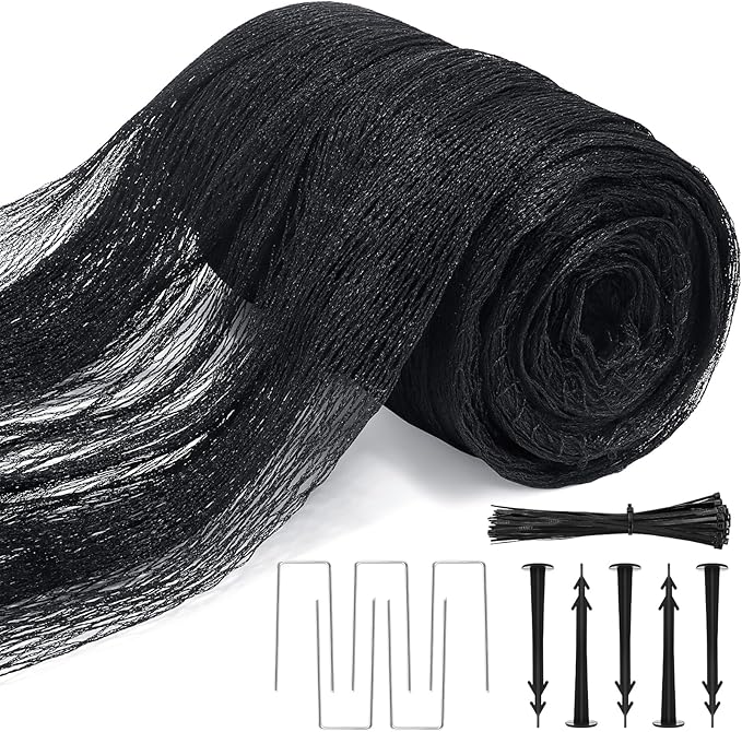 Bird Netting for Garden,8 X 65 Ft Reusable Protective Garden Netting Cover for Plants Fruit Trees Vegetables, 5/8in Mesh Heavy Duty Poultry Fence Animal Barrier with Ties and Staples