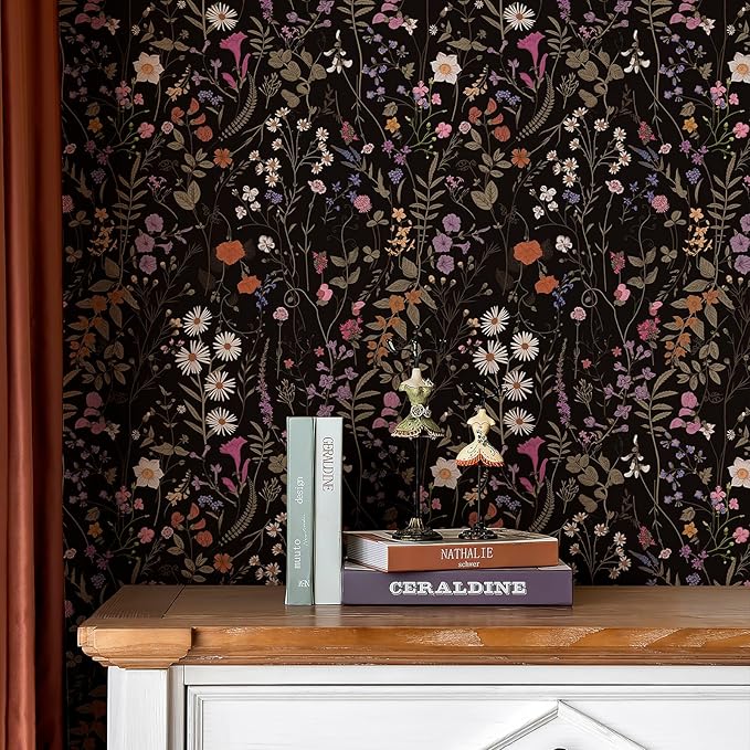 JiffDiff Floral Wallpaper Peel and Stick- Farm Wildwood Daisy Flower Stick on