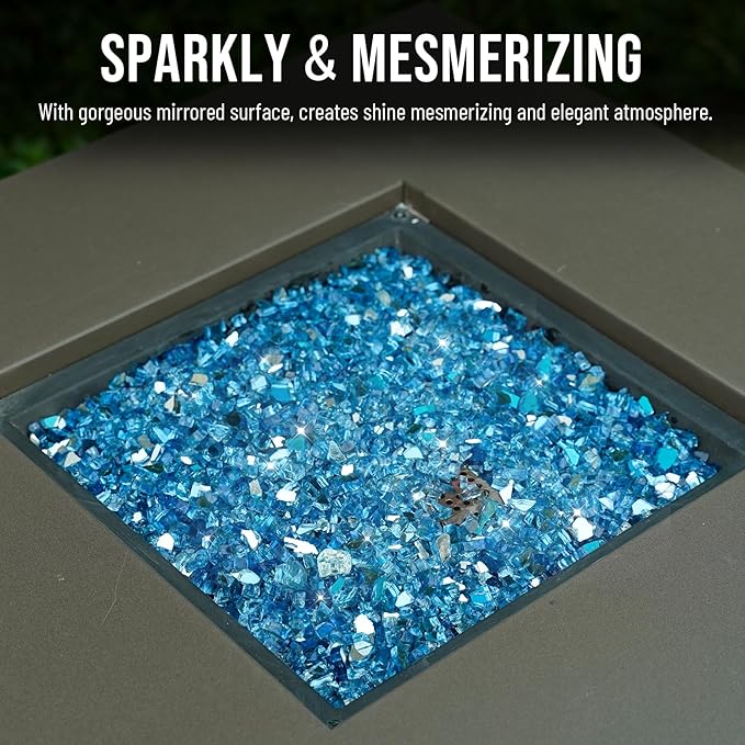 Skyflame 10-Pound Fire Glass for Fireplace Fire Pit and Landscaping, Pacific Blue Reflective, 1/4-Inch