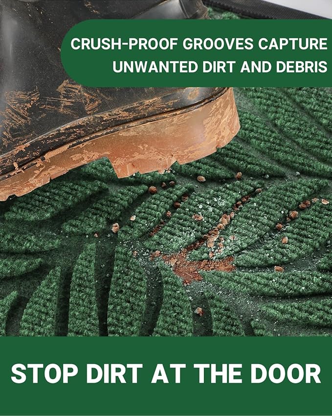 Yimobra Front Door Mat Outdoor Indoor, 36x24 All-Season Waterproof Welcome Mat, All-Weather Outside Entrance Mat, Non-Slip Patio Porch Doormat, Low Profile, Fade Resistant, Green