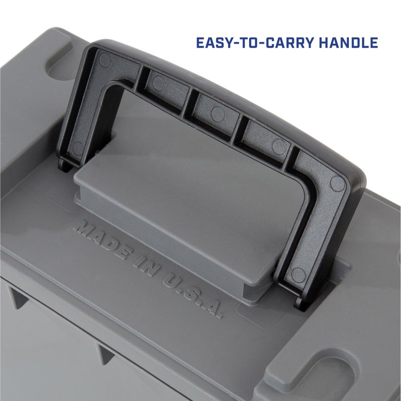 Sheffield 12759 4-Pack Ammo Storage Box, Stackable .30 Cal Field Boxes, Water and Dust Resistant, Lockable Storage Box with Handle, Secures Hunting Gear, Supplies, and Bullets, Made in USA, Gray