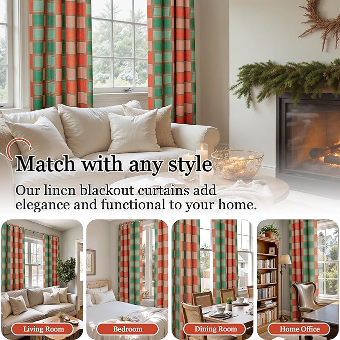Lajode Plaid Curtains for Living Room