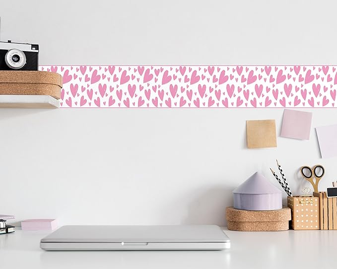 FLFK Pink Heart Wallpaper Border