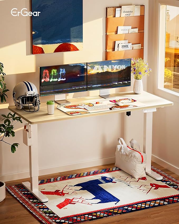 ErGear Height Adjustable Electric Standing Desk, 71 x 30 Inches Sit Stand up Desk, Memory Computer Home Office Desk, Natural