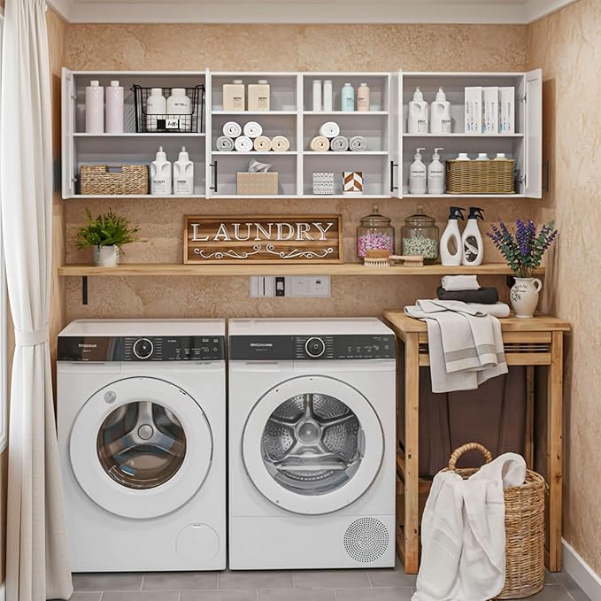 Furnaza Wall Cabinets for Laundry Room, Shaker Wall Mounted Kitchen Cabinets